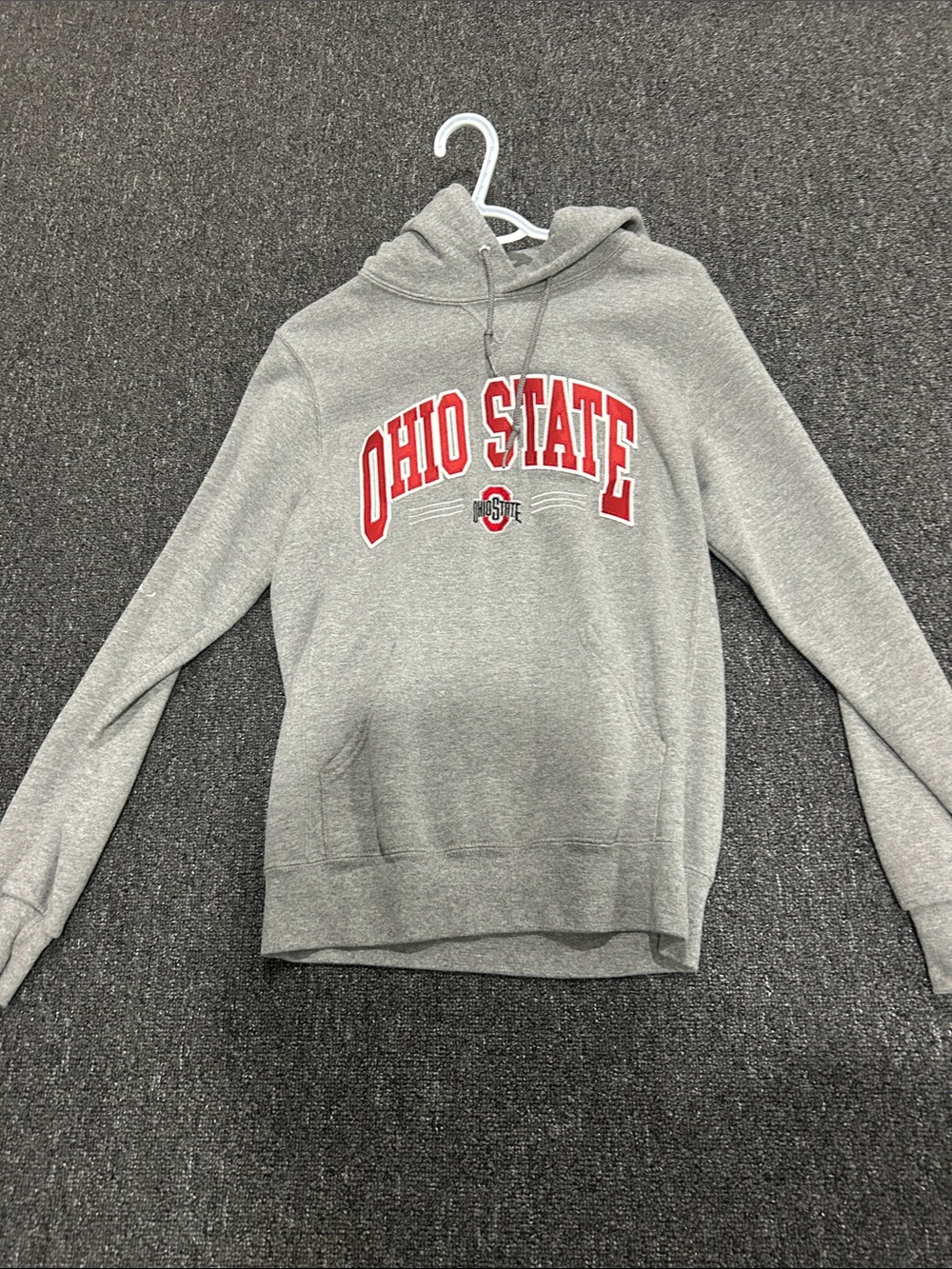 Ohio State Gray Pullover Hoodie with Red Logo